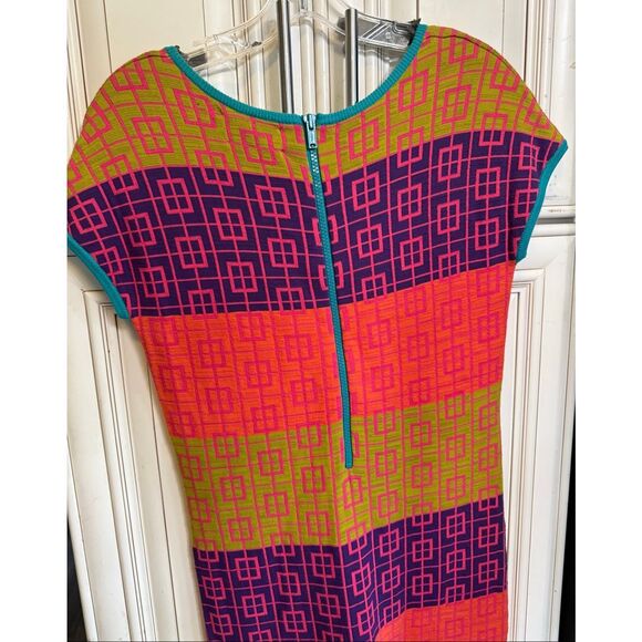Nicole Miller Artelier Women's Geometric Knit Bodycon Dress Multicolor Medium - Picture 2 of 10